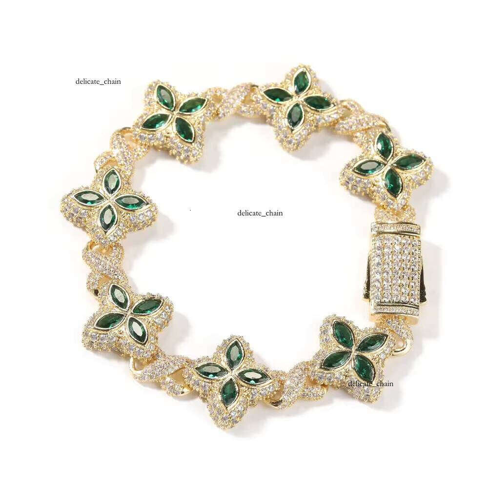 VVS Moissanite Hot Sale Multi-Color Options Infinity Chain Green Blue Black Gemstone Trendy Clover Flower Summer Boutique Jewelry Unisex Necklace