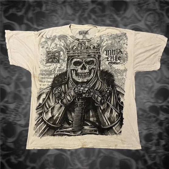 2026 European and American Demon Skull Trendy Brand New Printed Gothic High Street T-Shirt Versatile Crew Neck