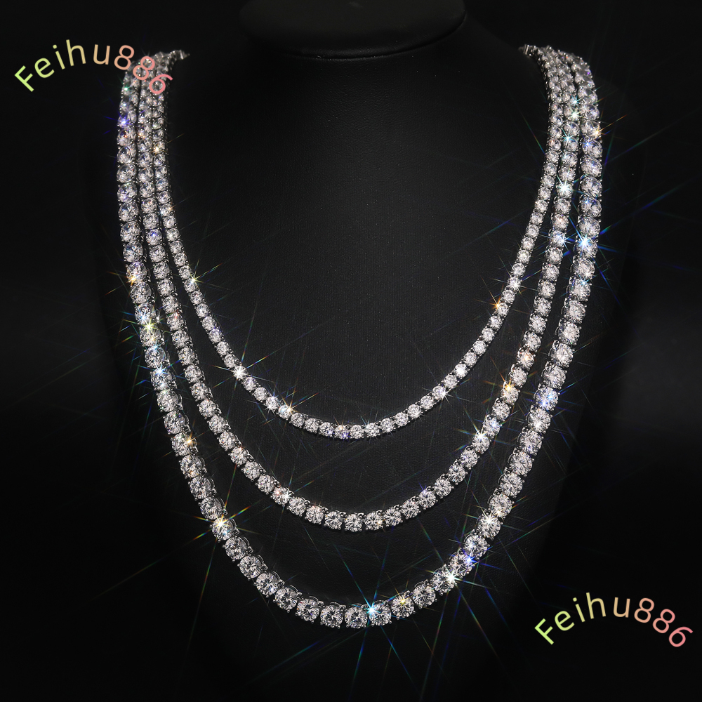 4mm Wholesale Custom Chain Tennis Necklace 925 Sterling Silver GRA Moissanite Lab Diamond Hip Hop Tennis Necklace for Men