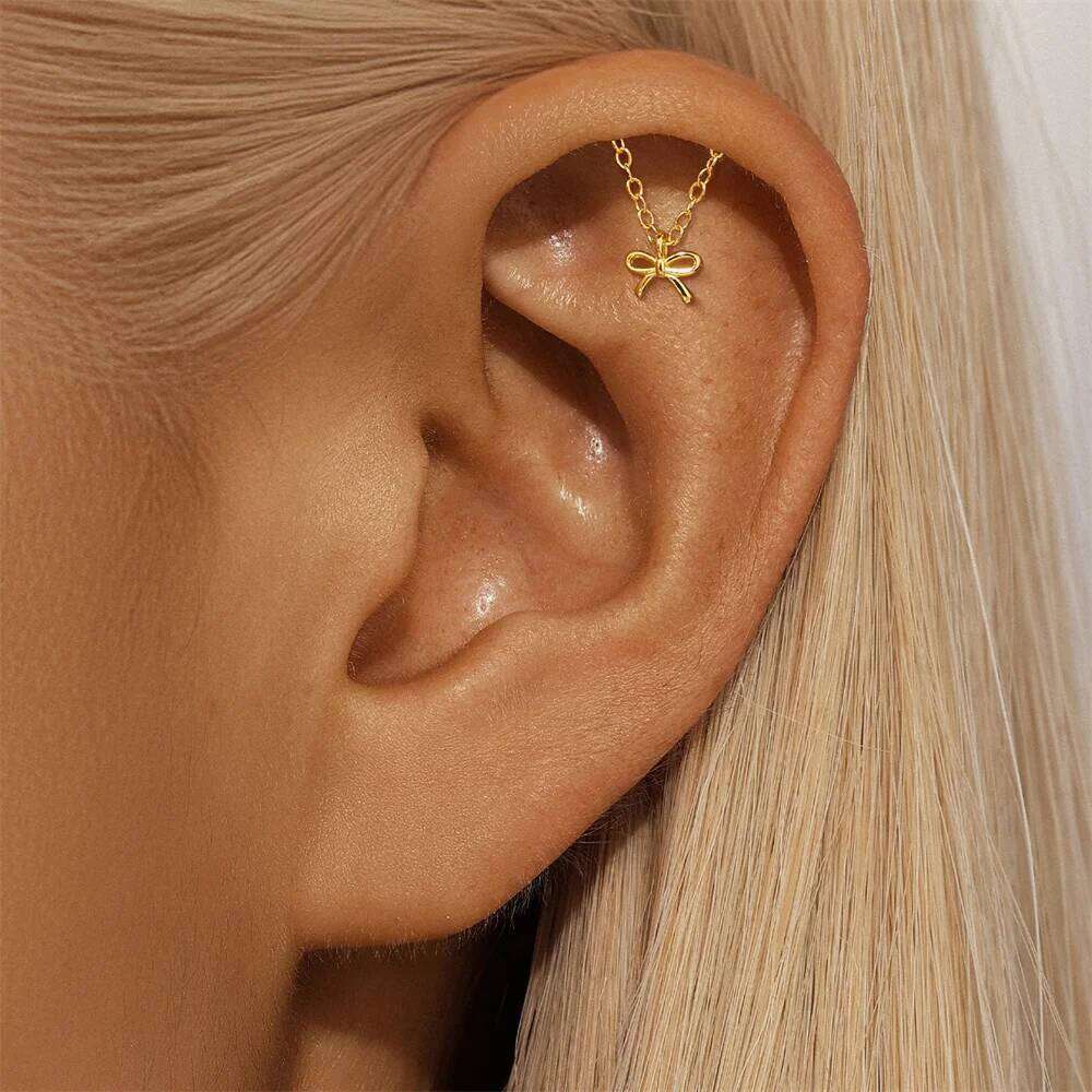 Aide 925 Sterlibg Silver Flat Zircon Stud Earrings For Women Cartilage Spiral Puncture Tassel Studs Lucky Flowers Jewelry Gift