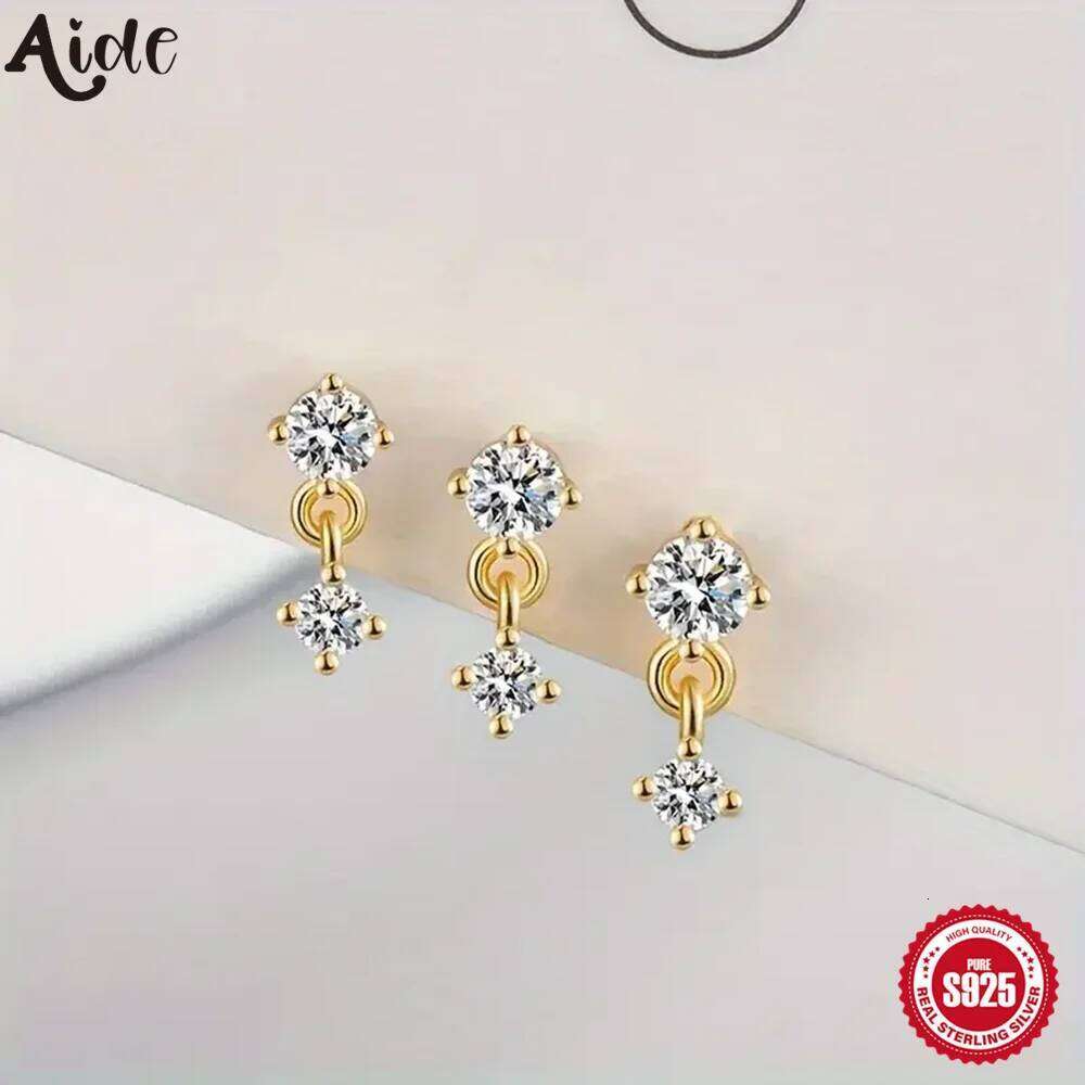 Aide 1PC Ins Simple Flat Head Pierced Stud Women 925 Sterling Silver 4 Colors Zircon Marquise Earring Party Gift Jewelry