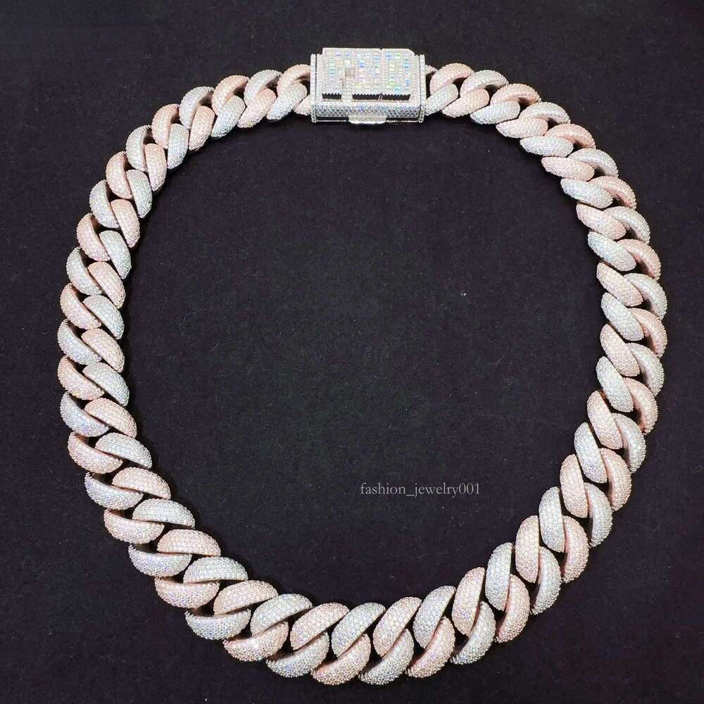 Fashion D Color VVS Moissanite Diamond 20mm Sterling Silver 925 Hip Hop Miami Cuban Link Chain Necklace