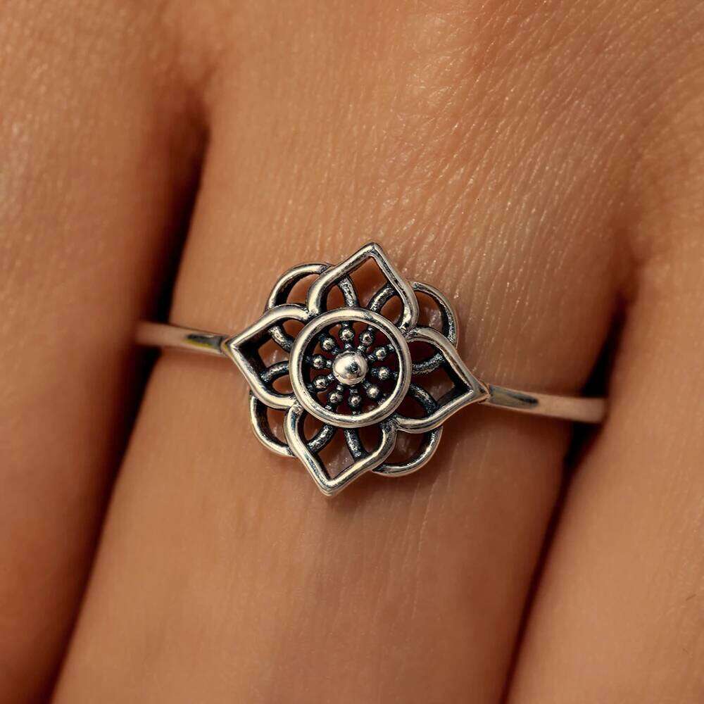 Aide 925 Sterling Silver Lotus Olive Branches Shape Make Old Retro Ring For Women Vintage Fine Jewelry Fashion Design Party Gift