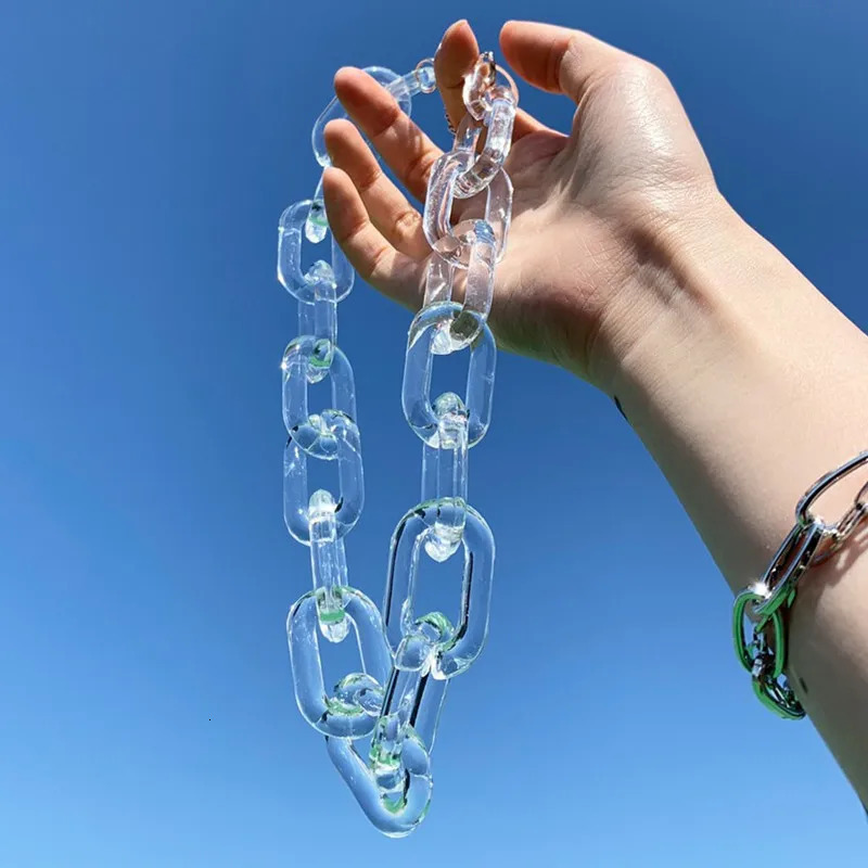 FishSheep Rock Punk Big Clear Acrylic Chain Chunky Choker Necklace Statement Resin Long Chain Pendant Necklace Women Jewelry 251230