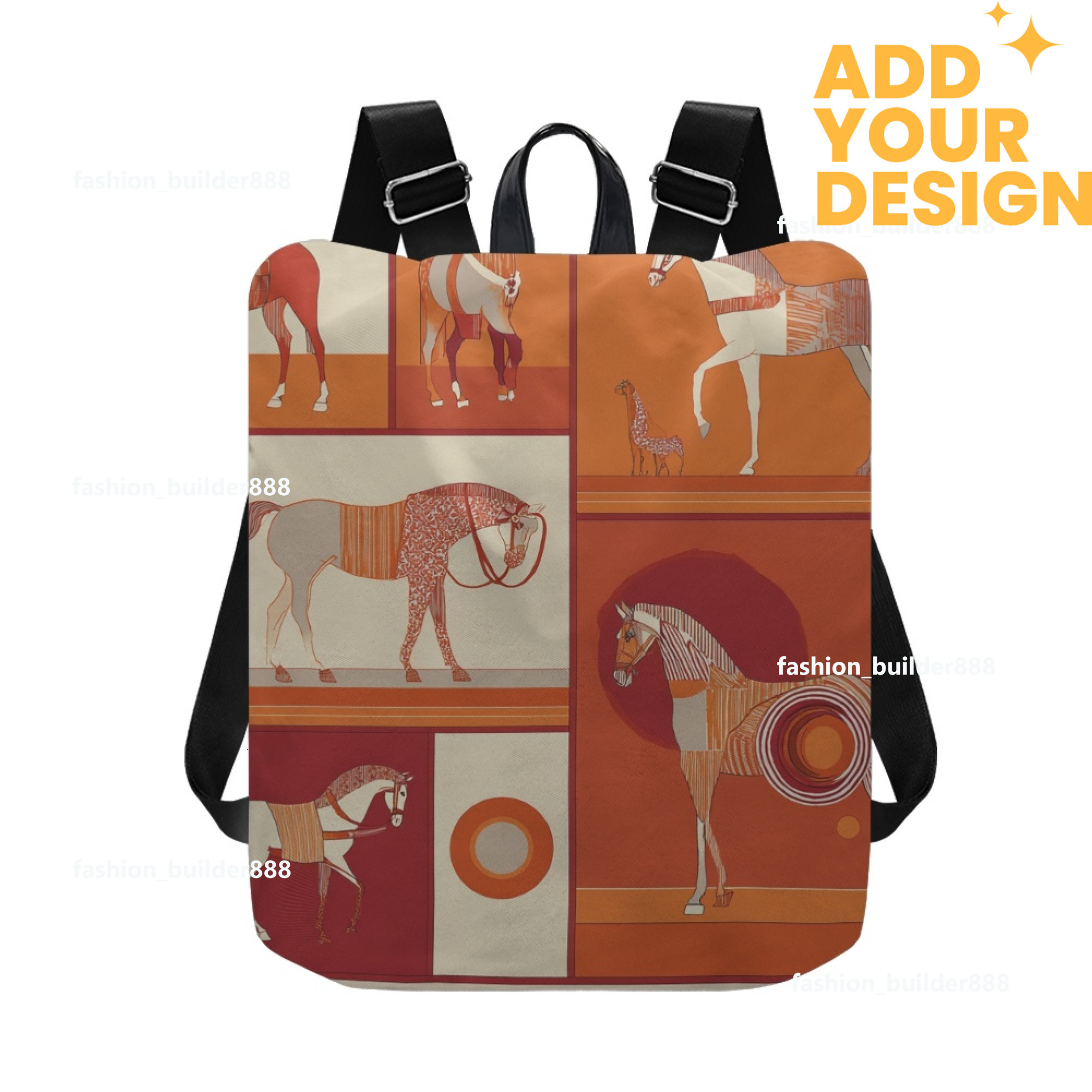 Custom H Designer Fashion Anti Theft Backpack Luxury Horse Pattern Unisex Full Print Backpack Laptop Bag Travel Bag H28