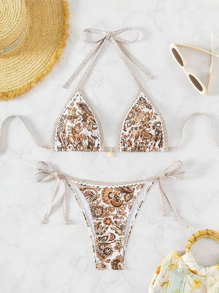 Halter String Triangle Two Piece Bikini Women Swimwear Female Swimsuit Bathers Bathing Swimming Suit Beachwear Summer 251231