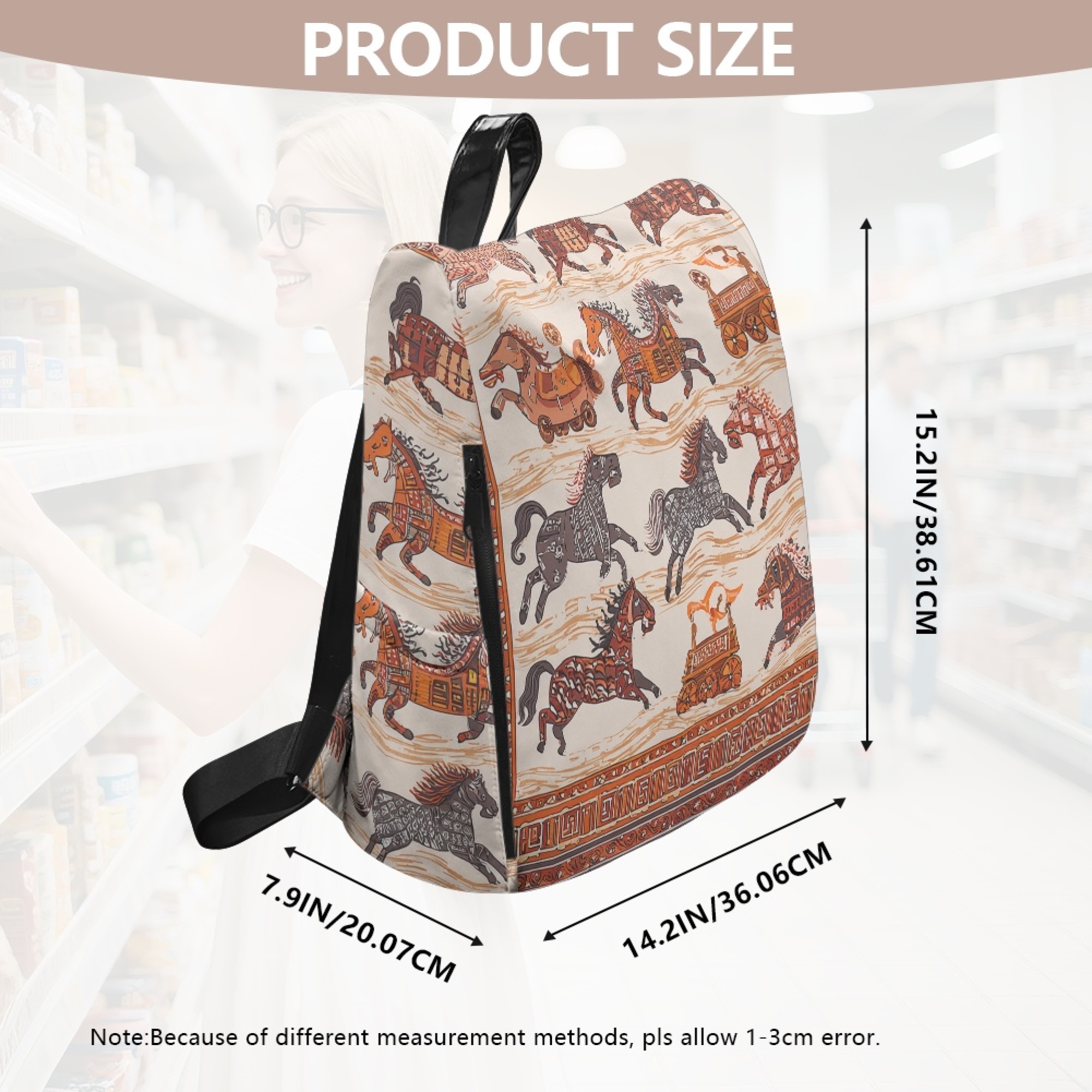Custom H Designer Fashion Anti Theft Backpack Luxury Horse Pattern Unisex Full Print Backpack Laptop Bag Travel Bag H33