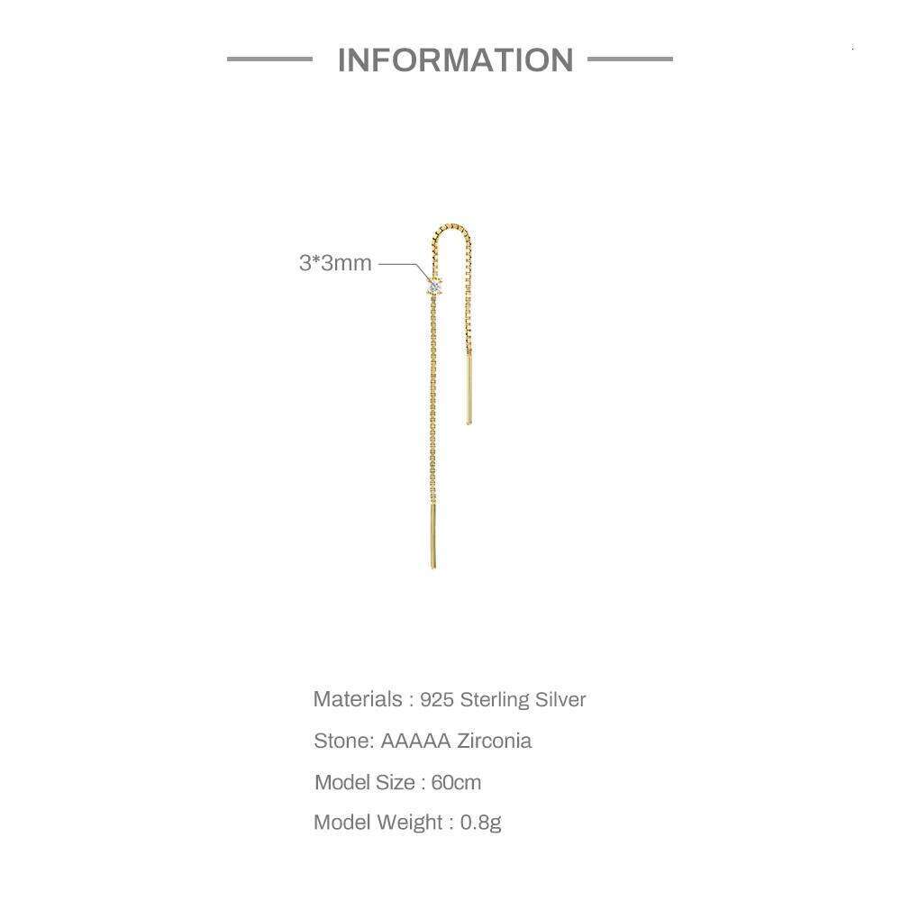 Aide 1 Piece 925 Sterling Silver Chain Line Design Piercing Stud For Women Simple Long Tassel Party Earrings Jewelry