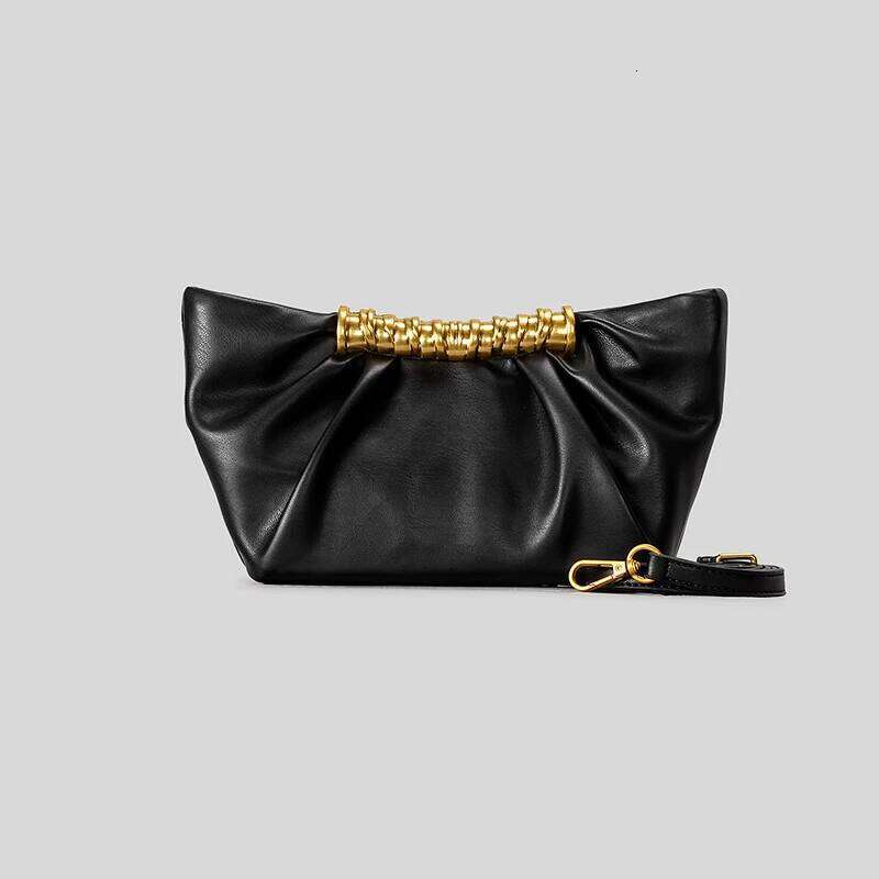 Luxurious Pleated Cloud Women's High-End Elegant Evening Clutch Soft Leisure Fashion Magnetic Latch Coin Leather Pouch