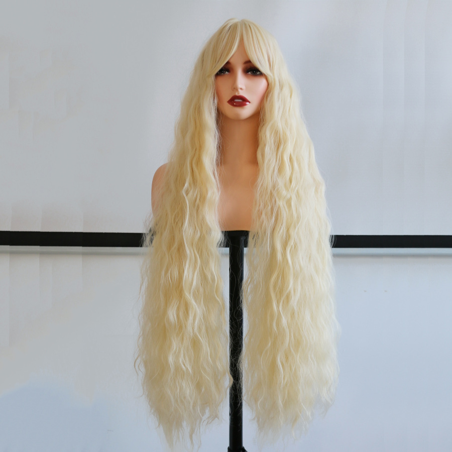 European American Style Wig Forest Themed Doll Long Curly Hair Export Grade Halloween Headpiece Golden Long Hair Headpiece