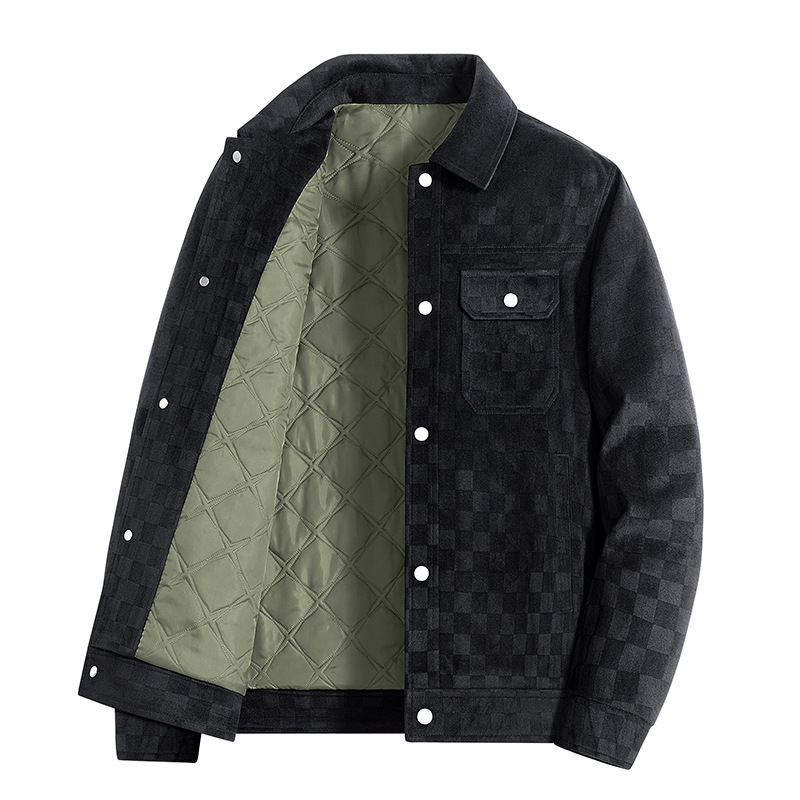 Free shipping 2026 Spring and Autumn new design men's high-quality plaid jacket business casual coat black khaki