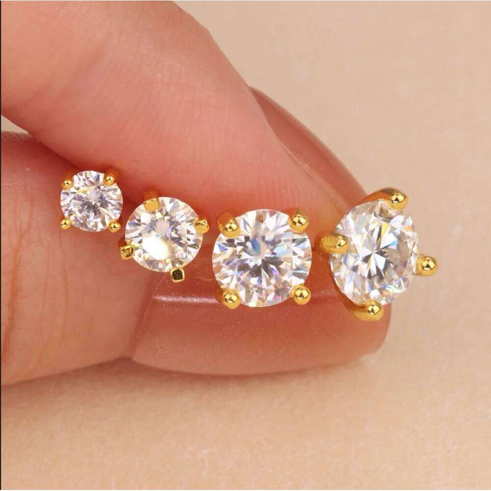 Aide 100% Real Moissanite Diamond Stud Earrings for Women S925 Silver Platinum Plated Bride Wedding Party GRA Fine Jewelry
