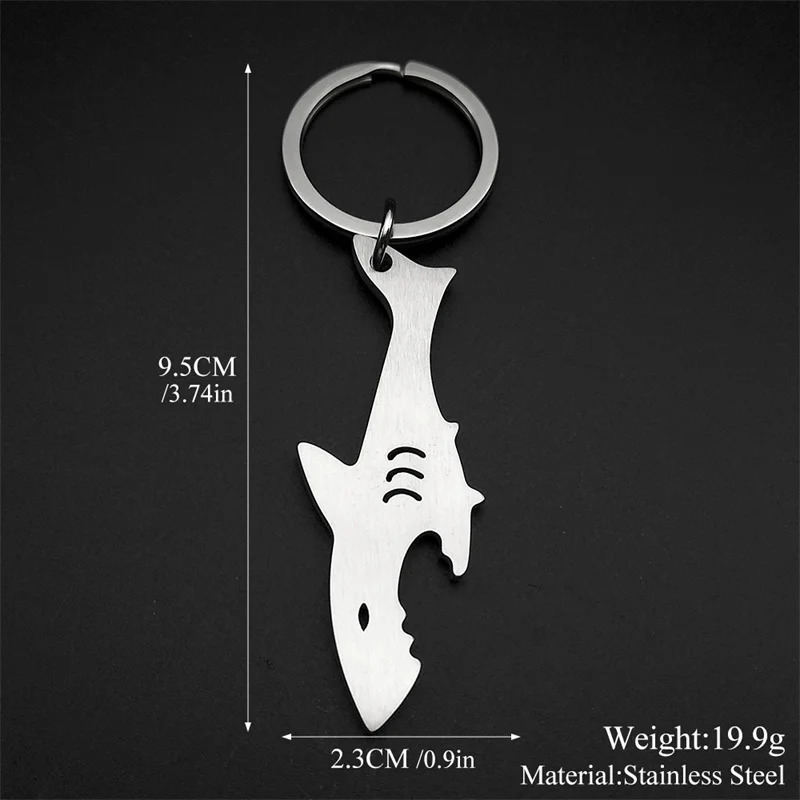 n Shark Beer Bottle Opener Keyring For Women Men Stainless Steel Silver Color Fish Summer Keyholder Jewelry Gifts 251230