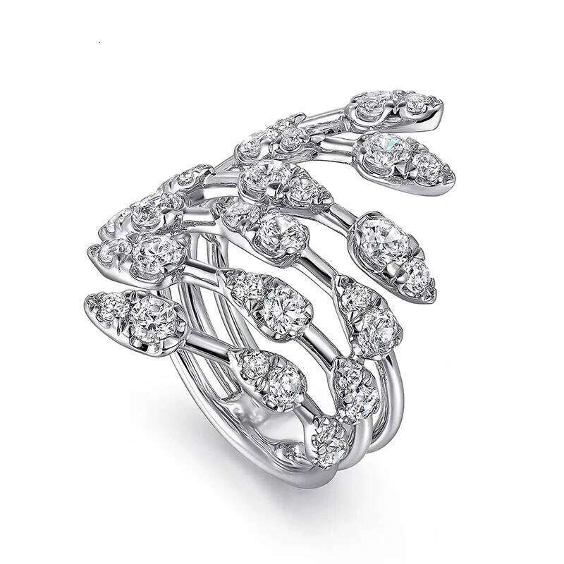Huitan Brilliant Feather Opening Rings for Women Delicate Attractive Party Jewelry Exquisite Stylish Elegant Wedding Accessories