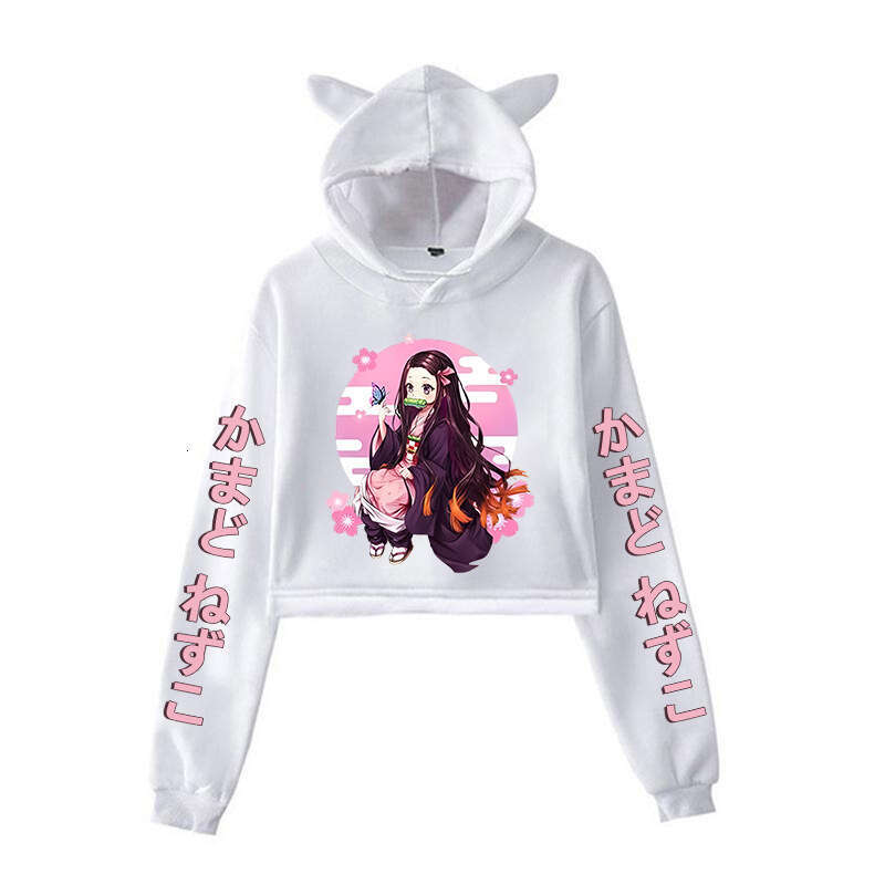 Pullover Hoodie Printed Sweatshirt New Anime Demon Slayer Douzi Printed Cat Ear Women S Fashion Street Style Short Hoodie