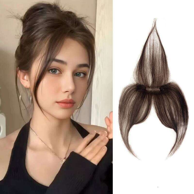 100% Human Natural Forehead Fringes 3D French Wig for Women Hair Pieces Head Curtain Piece Eight Shaped Bangs