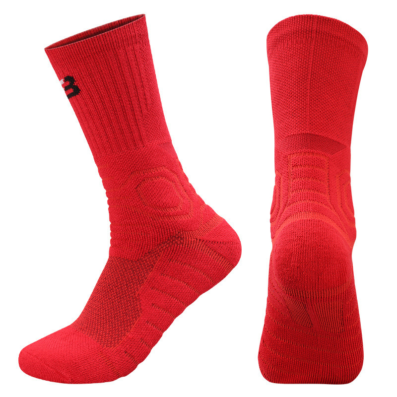 Elite Basketball Socks Practical Thickened Towel Bottom Wear-Resistant Sweat-Absorbent Non-Slip Running Mid-Length High-Top Sports Socks For Men