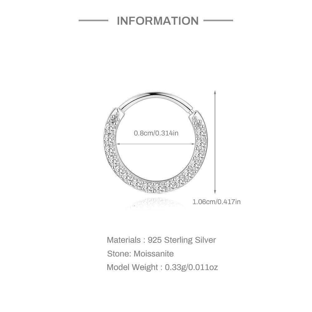 Aide Sparkling Moissanite Piercing Earring in 925 Sterling Silver for Women Luxury Diamond Ear Stack Perfect New Year's Gift