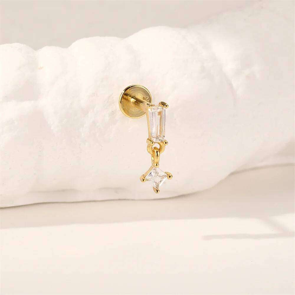 Aide Lucky Box Tassel Chain Stud Earrings 925 Sterling Silver Zircon Screw-Back Piercing Ear Jewelry for Girls New Years Gifts