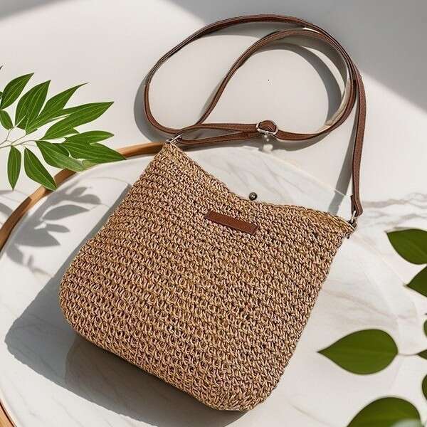 Cross-Border Straw Single Shoulder Korean Fashion Woven 2024 New Ins Style Beach Crossbody Women Bag Factory