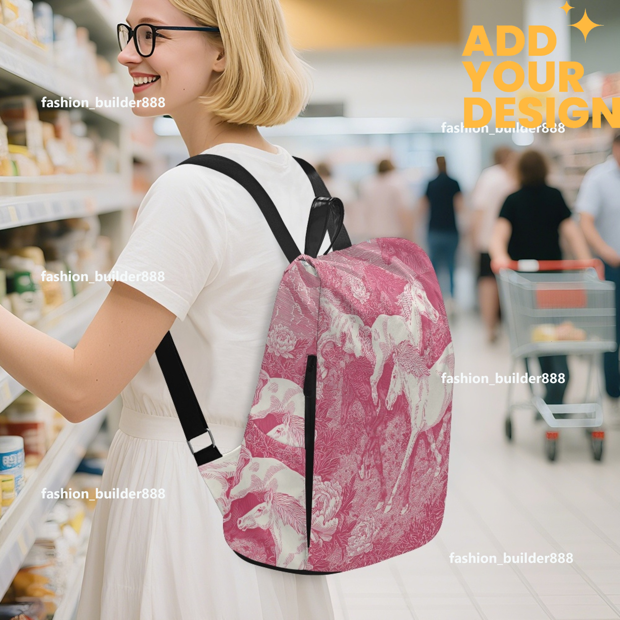 Custom H Designer Fashion Anti Theft Backpack Luxury Horse Pattern Unisex Full Print Backpack Laptop Bag Travel Bag H37