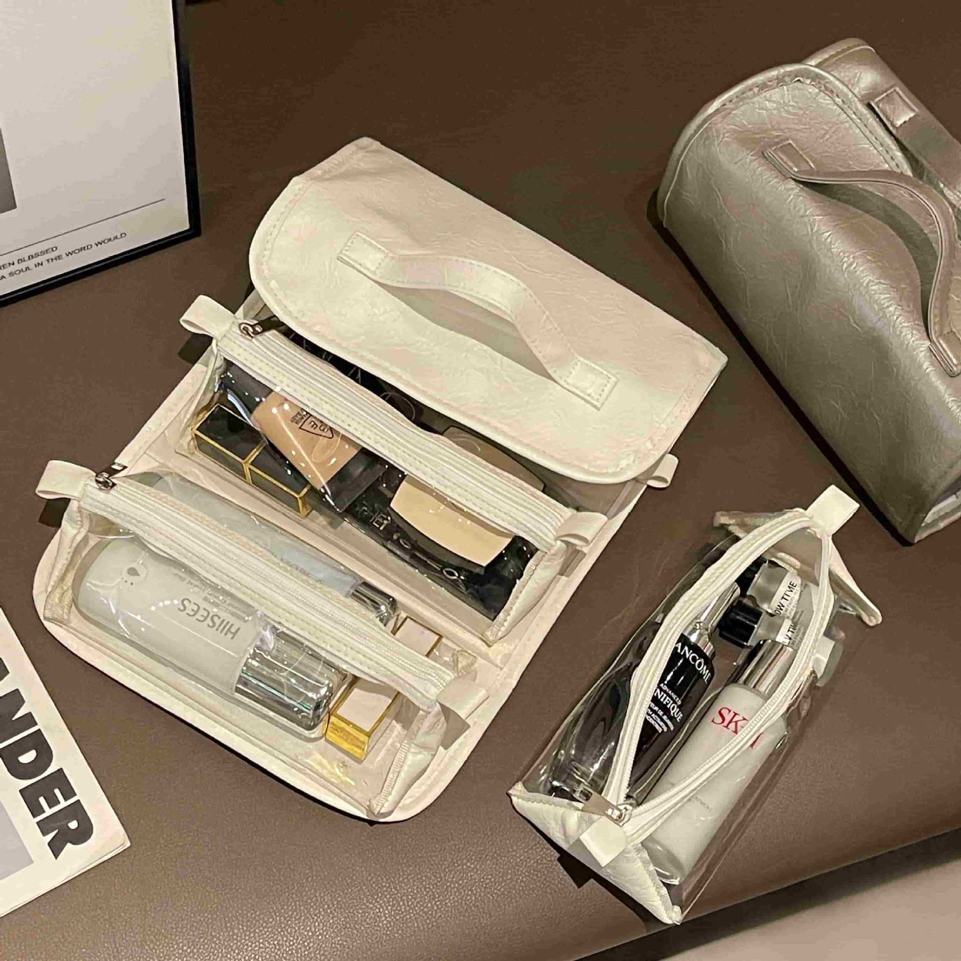 New Design Cross-border New fashionable Portable large-capacity detachable storage handbag cosmetic bag Free shipping