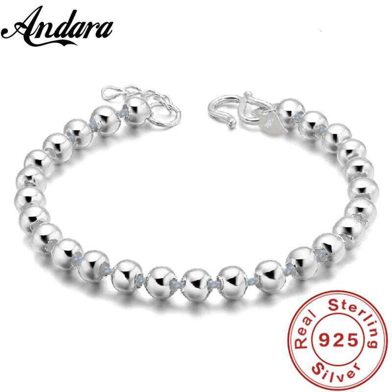 925 Sterling Silver 5MM Beads Bracelet For Women Fashion Simple Engagement Wedding Charm Jewelry