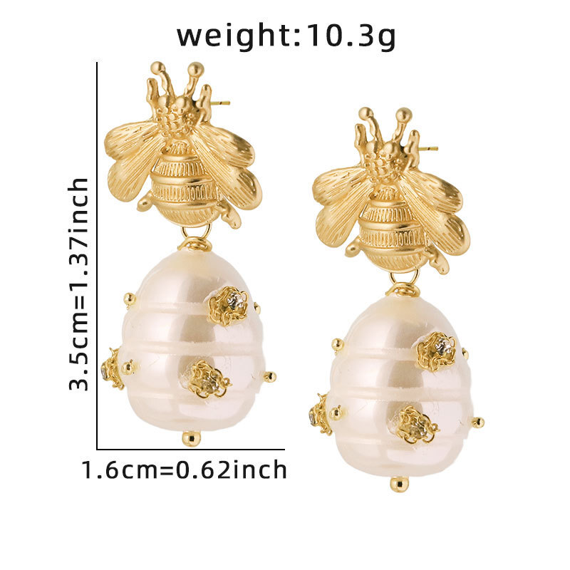 Luxury Brand Designer Jewelry Original Design S Home Pearl Bee Earrings Elegant Gentle Earrings Fresh Sweet Handmade High-End Feel Ear Jewelry