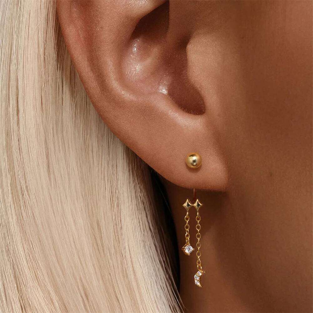 Aide New In Earrings 925 Sterling Silver Puncture Earring Trend Ear Studs Zircon Making Jewelry For Women Girl Party Gift