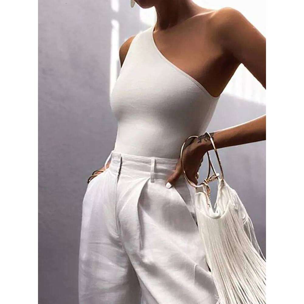 Women Sports Tank Sexy Crop Vest Casual Female One Shoulder Summer Outfits Tops Fitness Elastic