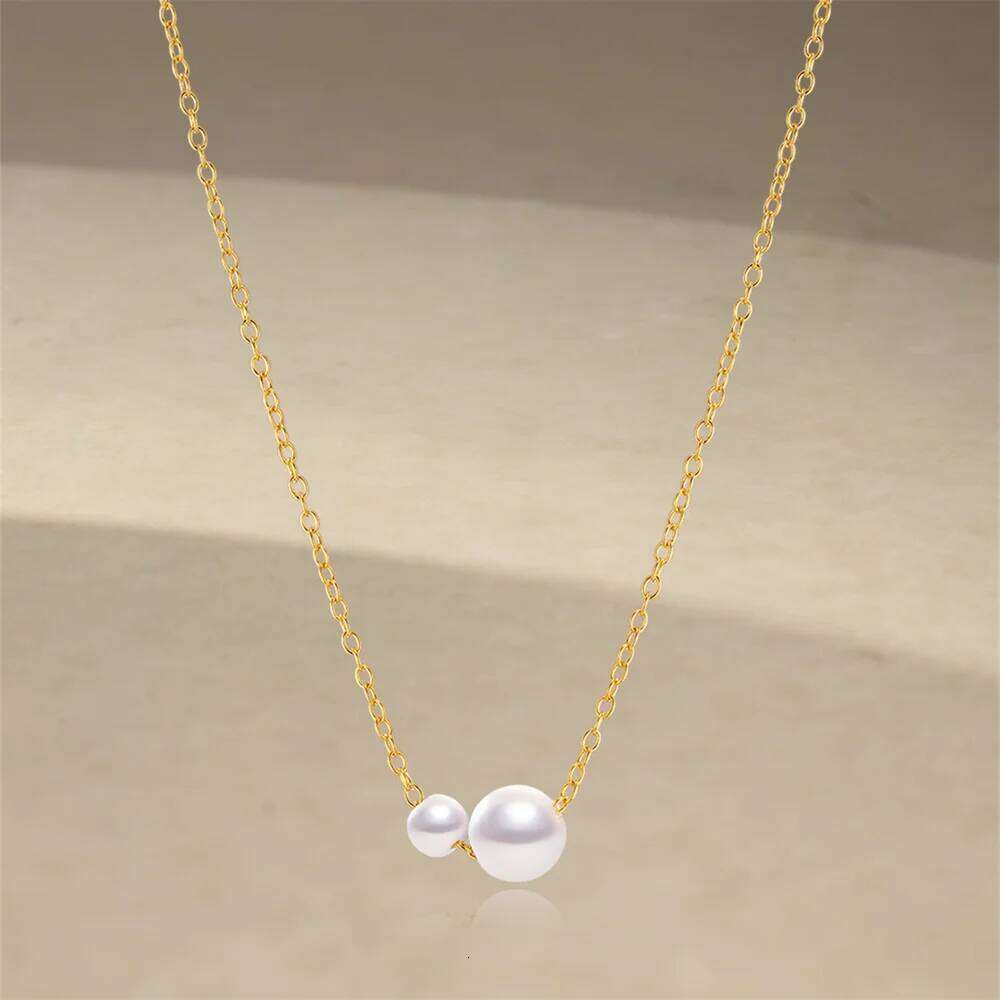 Aide 925 Sterling Silver Light Luxury 18k Gold Plating Shell Imitation Pearl Pendant Necklace Women Fashion Clavicle Chain Jewel