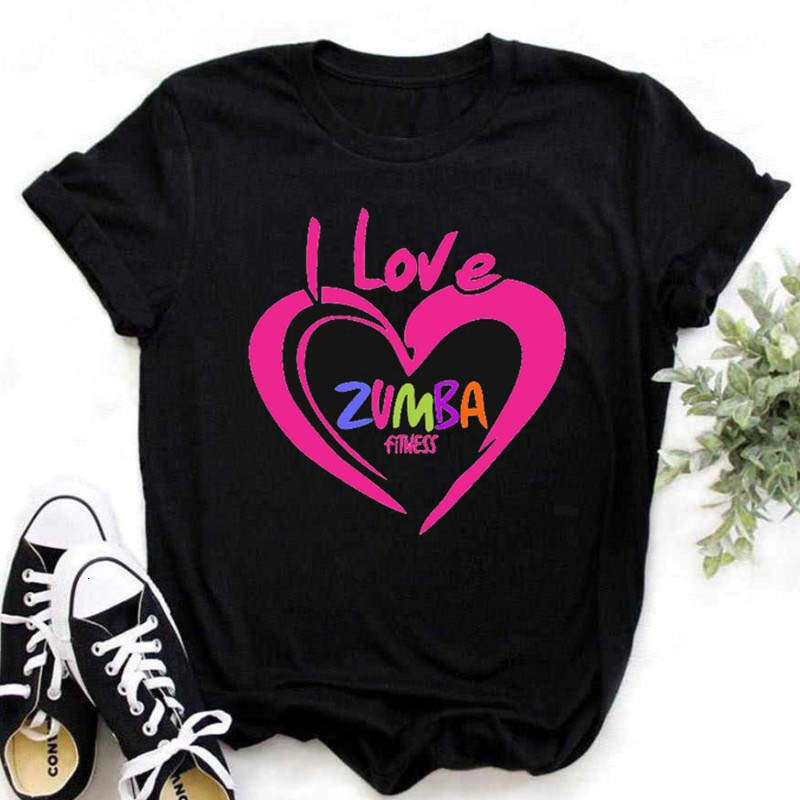 Cross-Border Hot Sale ZUMBA Zumba Dancer Printed Short Sleeve T-Shirt Women's Top