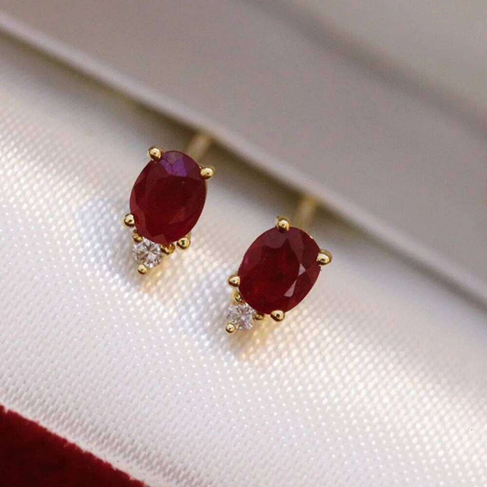 Aide 925 Sterling Silver Oval Ruby Red Zircon Resizable Gold Rings For Women Luxury Jewelry Wedding Party Valentine's Day Gift