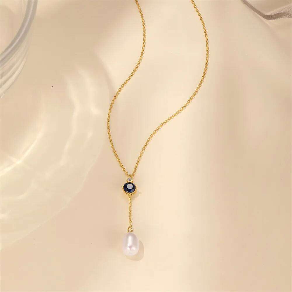 Aide 925 Sterling Silver Necklace with Irregular Real Natural Baroque Pearl for Women Y Shape Chokers Necklaces Jewelry