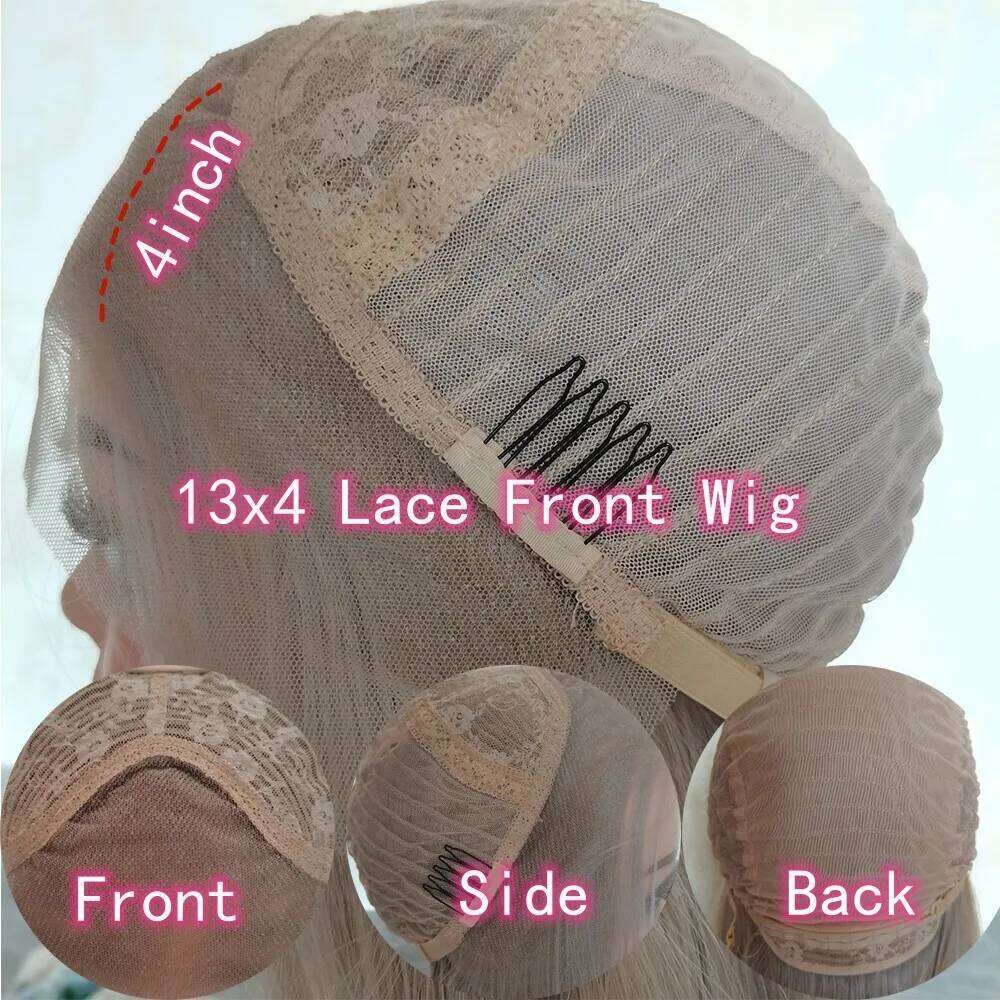 Synthetic Lace Front Pre Plucked Natural Hairline Straight Wigs Ash Roots Blonde Highlights Free Part Ponytail Wig for Girls