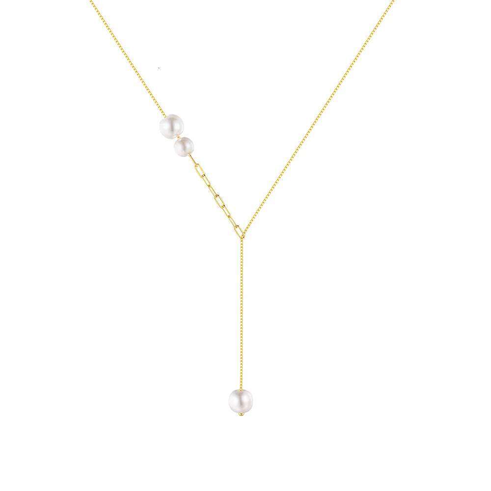 Aide 925 Sterling Silver New Fashion Y-shaped Pendant Necklace Bamboo Chain Clavicle Chains Beach Wedding Party Bride Jewelry