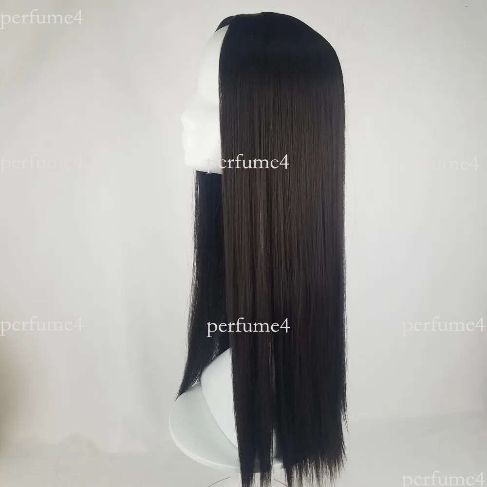Woman long straight before lace wig black lifelike in the wigs women chemical fiber hair head set wholesale