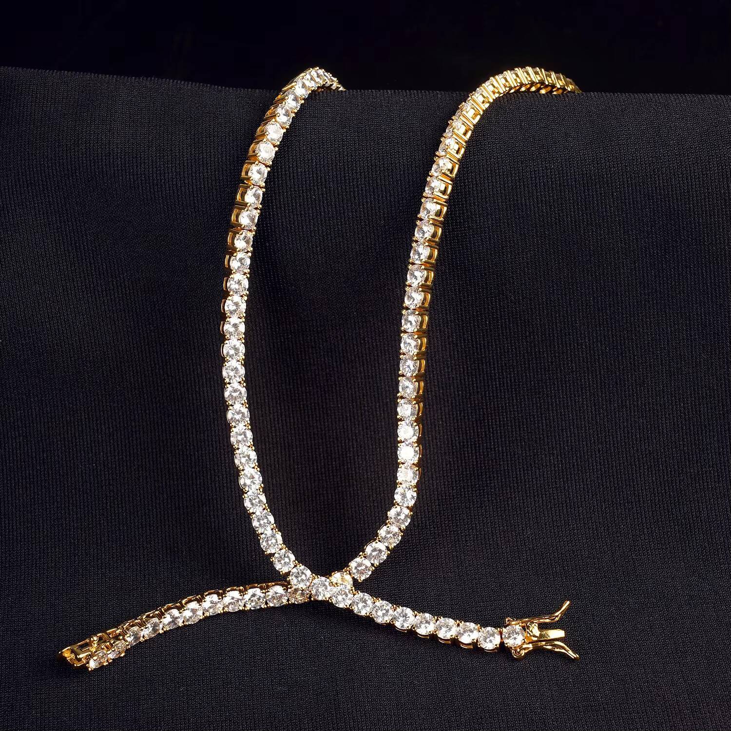 2026 Wholesale Custom Gold Plated Jewelry 3MM 4MM 5MM Men Women Iced Out Cubic vvs moissaniteia vvs moissanite Chain Tennis Necklace