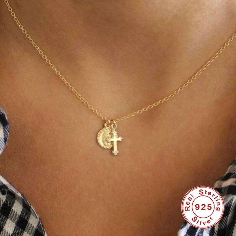 Aide 925 Sterling Silver Cross Pendant Clavicle Chain For Women 2020 Jewelry Choker Necklace Collares Bijoux Collar