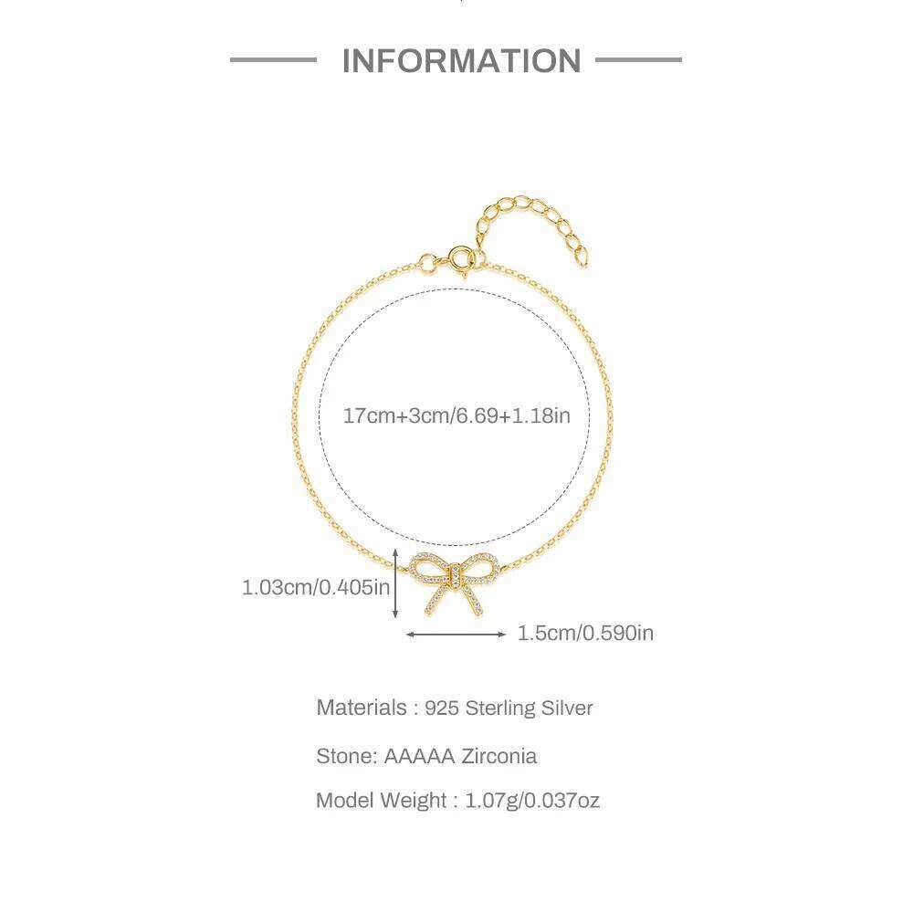 Aide 925 Sterling Silver Sweet Bow Adjustable for Women New Fashion Rhinestone Party Jewelry Women's Hand Bracelets