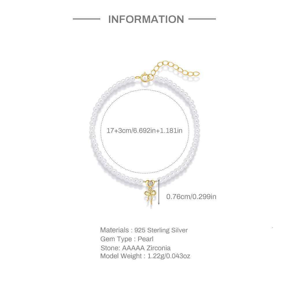 Aide 925 Sterling Silver Elegance Temperament Butterfly Pendant Pearl Bead Chain Minimalist Bracelet For Women Jewelery