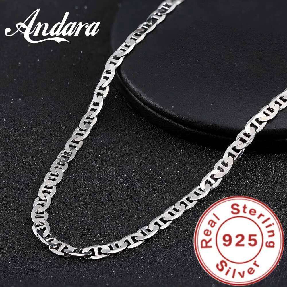 Andara 925 Sterling Silver 18/20/22/24 Inch 6mm Side Chain Necklace For Women Man Fashion Wedding Charm Jewelry