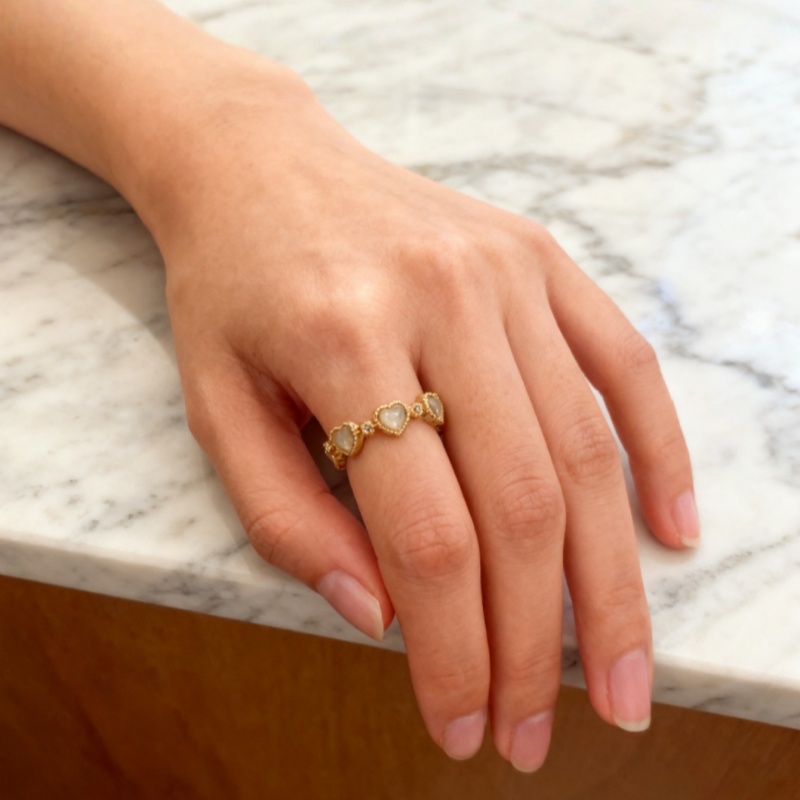 Valentine's Day Bestseller! Romantic Heart Stone Ring - Gold Plated Adjustable Shiny Jewelry Hot Sale