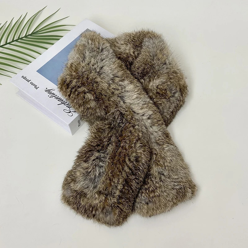 Winter Warm Real Rabbit Fur Scarf for Women Outdoor Neck Warmer Real Fur Shawls 251225