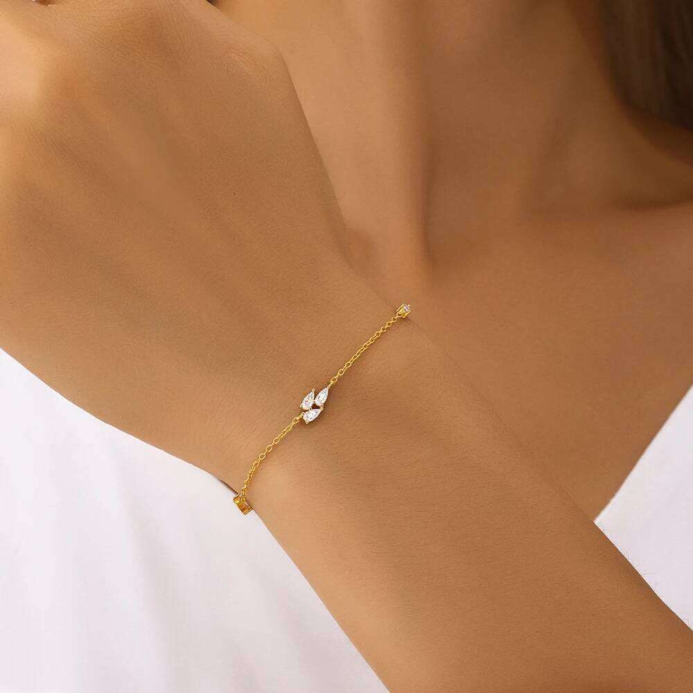 Aide 925 Sterling Silver Natural Freshwater White Pearl Rice Shape Bracelet Simple Zircon Asymmetric For Women Girl Jewelry Gift