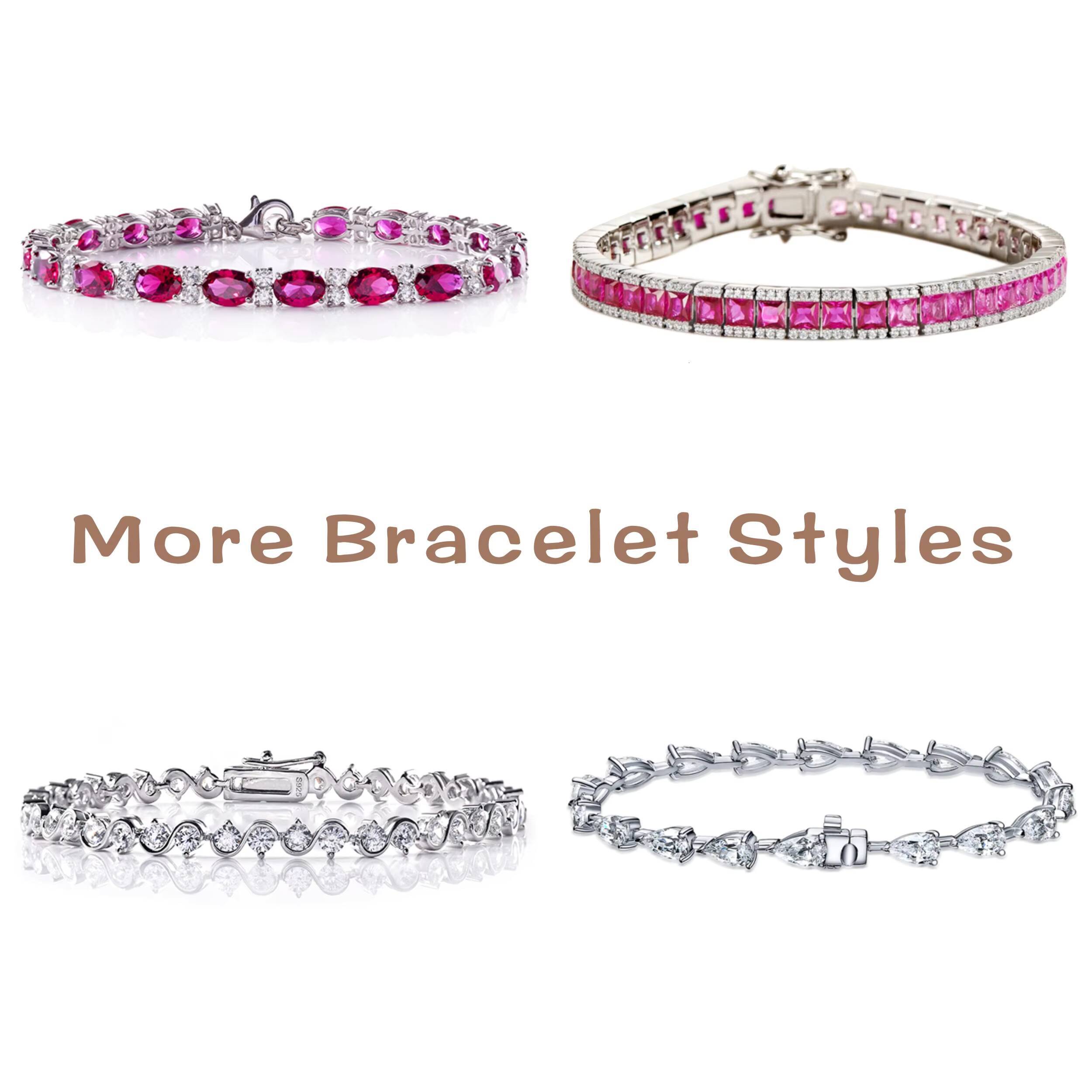 Moissanite Jewelry 925 Sterling Silver Diamond Gemstone Bracelet Custom Moissanite Charm Tennis Bracelet Women