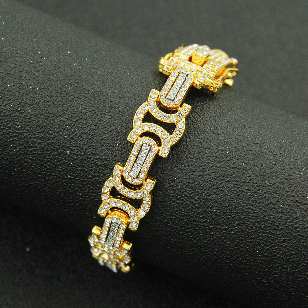 Luxury Brand Designer Jewelry European And American Hip-Hop Full Diamond Splicing Men's Personality Necklace Exaggerated Domineering Geometric Sh