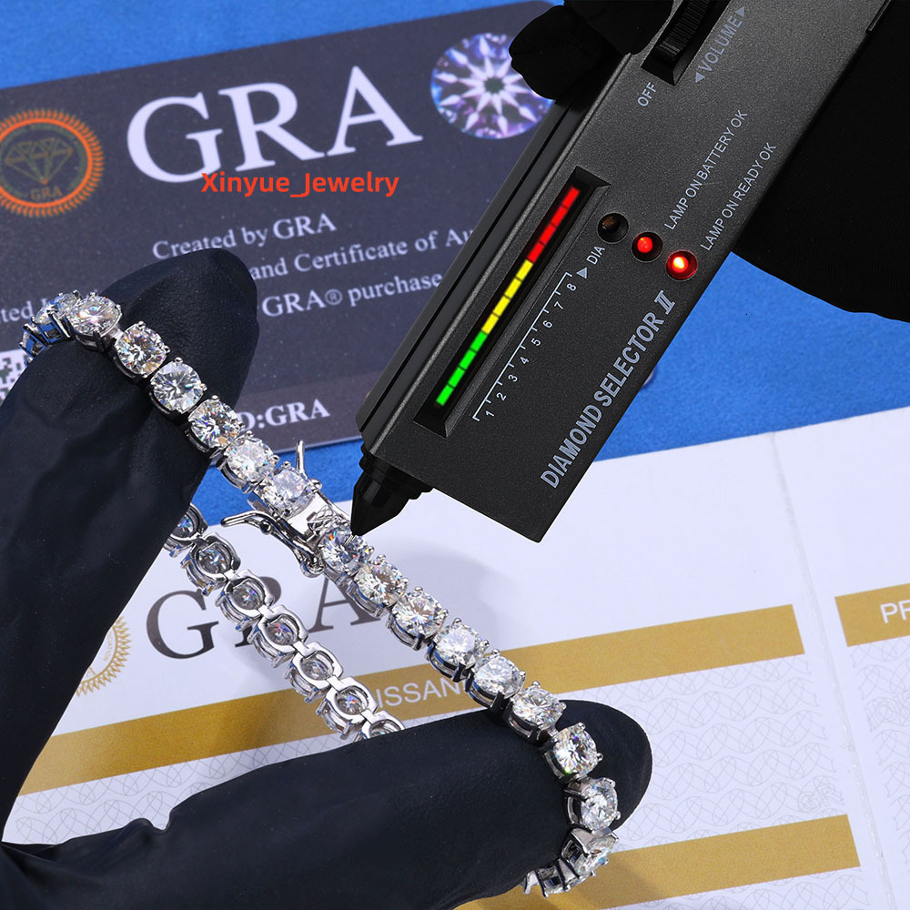 Wholesale Custom Mens Tennis Bracelet European American Hip-Hop Style 925 Silver Mosan Moissanite Cross-Border Brand Name