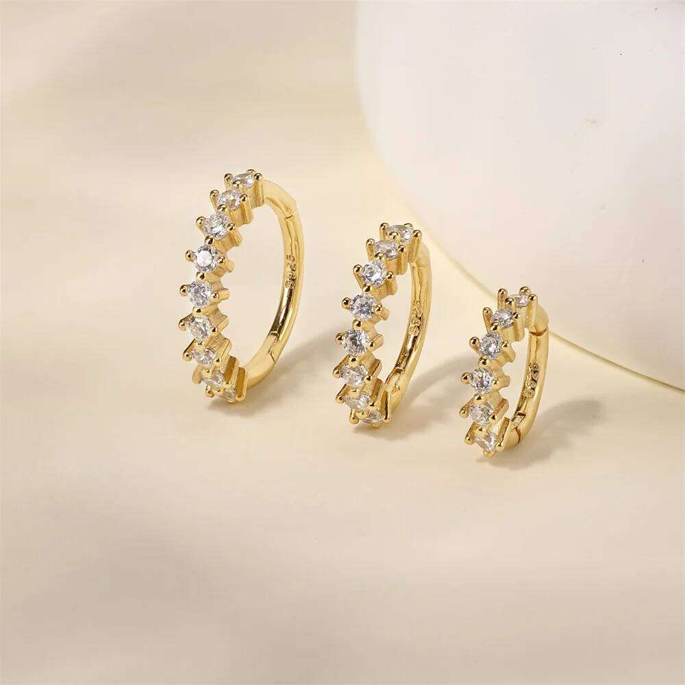 Aide 1 Piece S925 Sterling Silver Zircon Hoop Earrings Multi Size 6/8/10mm Crystal Cartilage Hoops for Women Fashion Jewelry