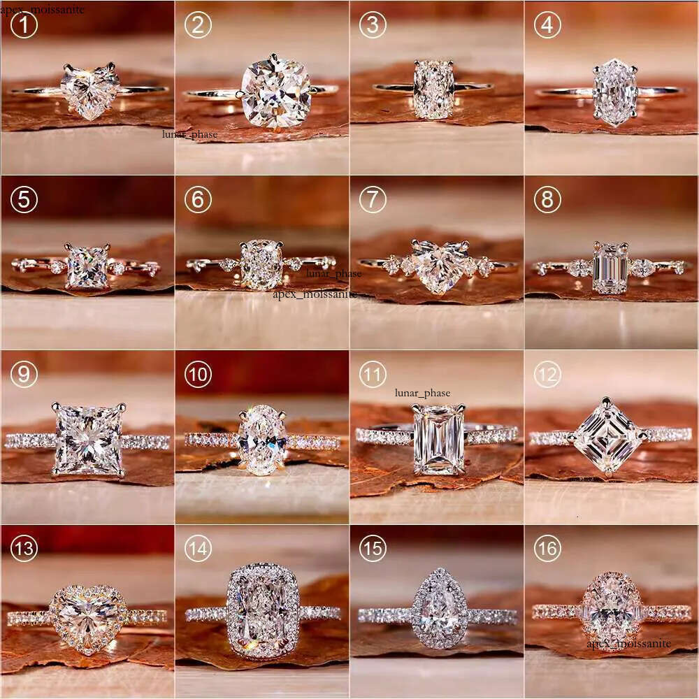 Wholesale 10K 14K 18K Vvs Moissanite Engagement Rings Women 925 Silver Diamond Emerald Radiant Oval Cut Gold Ring Jewelry